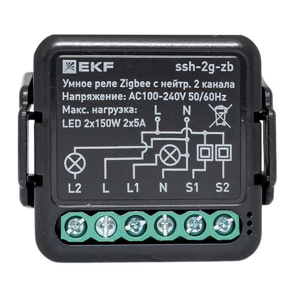 Изображение Реле умное в подрозетник 2-канальное Zigbee Connect Select с нейтралью EKF ssh-2g-zb