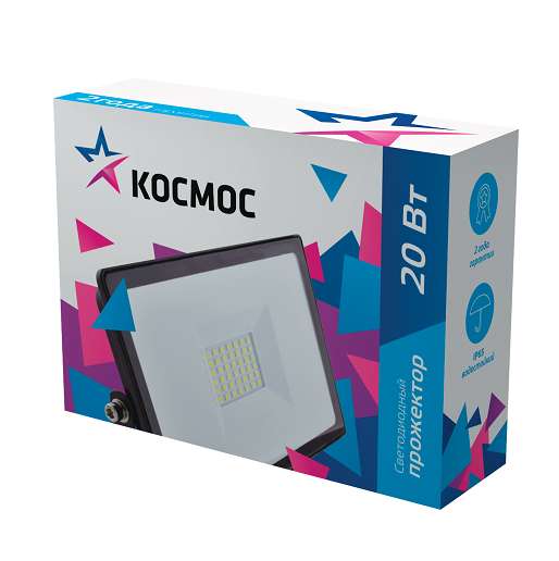 Изображение Прожектор светодиодный 10Вт 6500К IP65 800лм КОСМОС K_PR5_LED_10