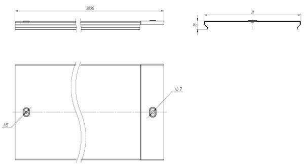 Изображение Крышка для лотка осн.150 L3000 сталь 0.6мм оцинк. EKF k15010