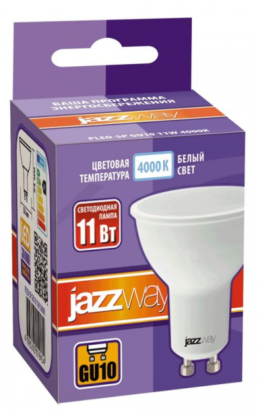 Изображение Лампа светодиодная PLED-SP 11Вт PAR16 4000К нейтр. бел. GU10 230В 50Гц JazzWay 5019485