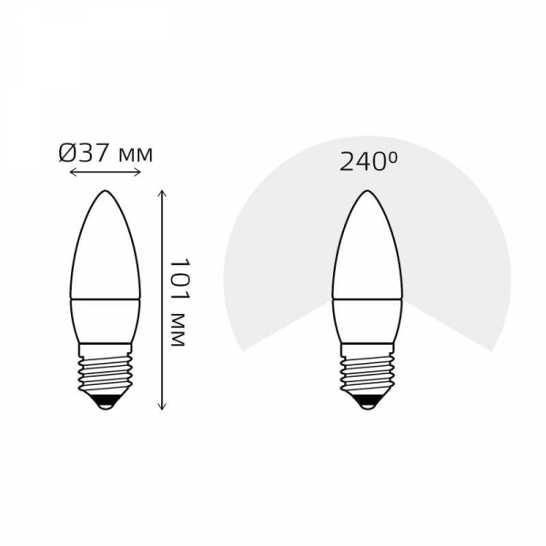 Изображение Лампа светодиодная Black 6.5Вт свеча 3000К тепл. бел. E27 520лм GAUSS 103102107
