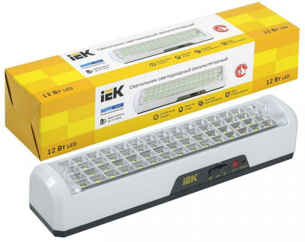 Изображение Светильник ДБА 3928 аккумулятор 15ч 12Вт IEK LDBA0-3928-60-K01