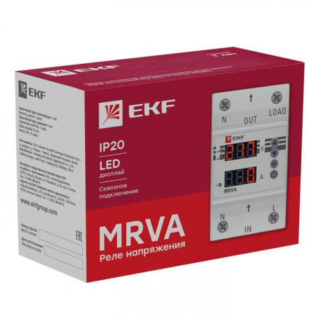 Изображение Реле напряжения и тока с дисплеем MRVA 63А PROxima EKF MRVA-63A