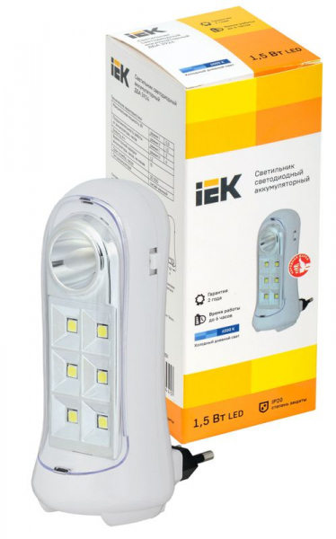 Изображение Светильник ДБА 3924 аккумулятор 3ч 1.5Вт IEK LDBA0-3924-07-K01