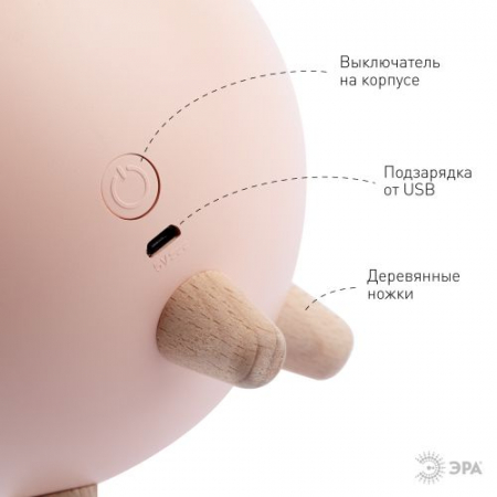 Изображение Светильник светодиодный NLED-468-1W-P ночник светодиодный "Хомяк" роз. Эра Б0052816