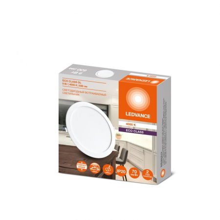 Изображение Светильник светодиодный Downlight DL 840 9Вт 4000К IP20 630лм ДВО встраив. даунлайт круглый бел. LEDVANCE 4607194235490