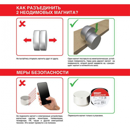 Изображение Магнит неодимовый прямоугольник 20х10х2мм сцепление 2.4кг (блист.5шт) Rexant 72-3404