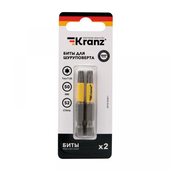 Изображение Бита для шуруповерта Torx T25х50мм (уп.2шт) Kranz KR-92-0428-1