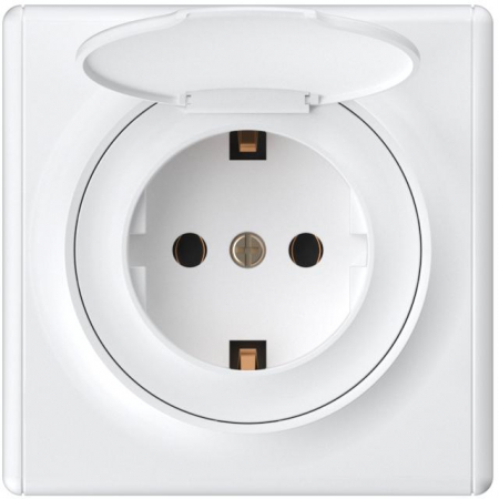 Изображение Розетка 1-м СП Florence 16А IP20 с заземл. с крышкой винтов. клеммы механизм бел. (1E10501300) OneKeyElectro 2172768