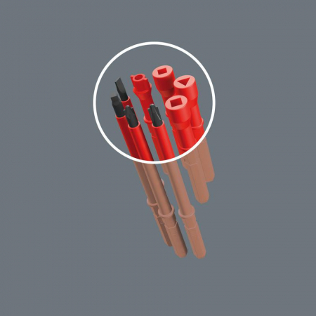 Изображение Набор насадок Kraftform Kompakt VDE 17 Universal 1 с 2 отвертками-битодержателями 17 пр. Wera WE-059030