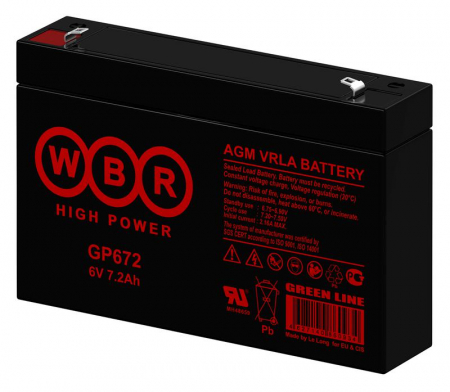 Изображение Аккумулятор 6В 7.2А.ч WBR GP672 WBR