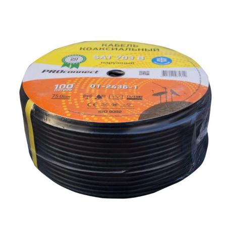 Изображение Кабель SAT 703B Cu/Al/Al (75%) 75Ом 100м черн. OUTDOOR (м) PROCONNECT 01-2436-1
