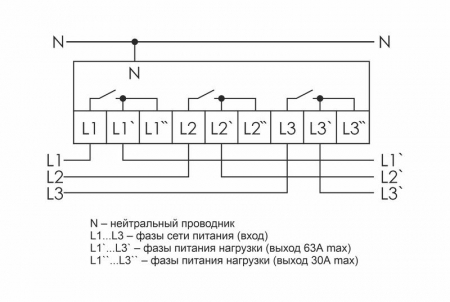 Изображение Реле контроля напряжения CP-723 (трехфазное; два режима работы - три однофазных реле или трехфазное реле напряжения; монтаж на DIN-рейке; 100…450 AC 3NO 3х63А) F&F EA04.009.015