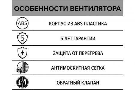Изображение Вентилятор вытяжной осевой с антимоск. сеткой обратным клапаном 150мм бел. ERA E 150 S C