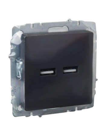 Изображение Розетка BRITE USB A+A 3.1А РЮ10-1-БрГ механизм графит IEK BR-U21-D31-K53