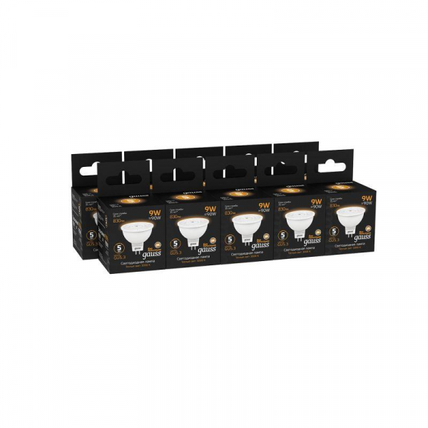 Изображение Лампа светодиодная Black 9Вт MR16 софит 3000К тепл. бел. GU5.3 830лм GAUSS 101505109