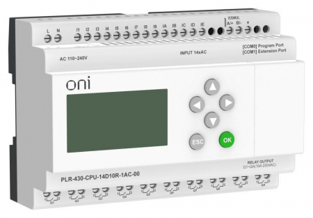 Изображение Модуль ЦПУ ПЛК 430 14 DI 10 RO 220В AC с экраном ONI PLR-430-CPU-14D10R-1AC-00
