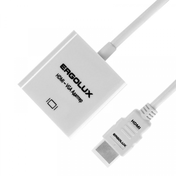 Изображение Переходник VGA-HDMI+AUX ELX-VA01P-HDMI комплект пластик пакет бел. Ergolux 15297