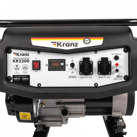 Изображение Генератор бензиновый KR3300 3.3кВт 230В 15л ручной стартер KRANZ KR-16-1133