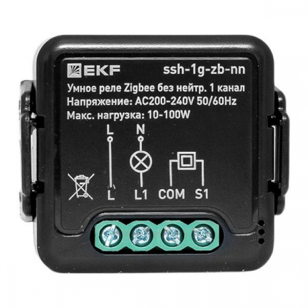 Изображение Реле умное в подрозетник 1-канальное Zigbee Connect Select без нейтрали EKF ssh-1g-zb-nn