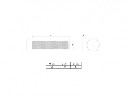 Изображение Болт с шестигранной головкой М8х30 EKF b6grm8x30