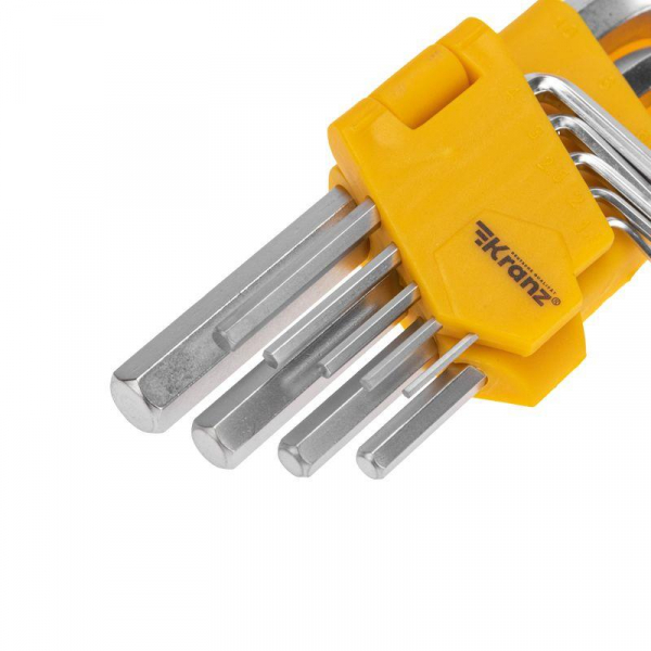 Изображение Набор ключей имбусовых HEX 1.5-10мм CrV 9шт Kranz KR-12-5215