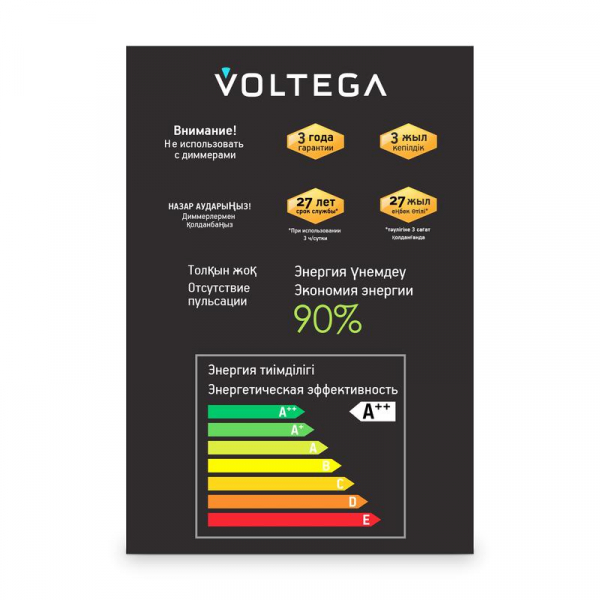 Изображение Лампа светодиодная Loft Led G125 4Вт 2500К E27 Voltega 8550