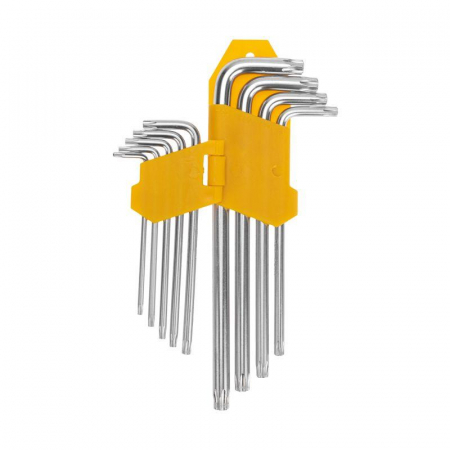 Изображение Набор ключей имбусовых Tamper-Torx 9шт ТТ10-ТТ50 закаленные удлиненные никель Kranz KR-12-5221