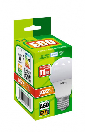 Изображение Лампа светодиодная PLED-ECO 11Вт A60 грушевидная 4000К нейтр. бел. E27 840лм 220В JazzWay 1033215