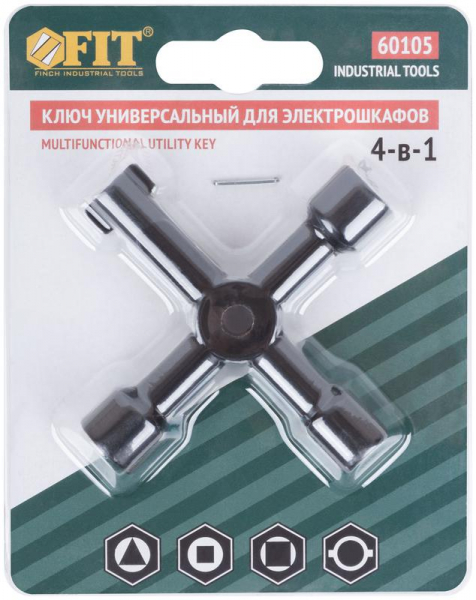 Изображение Ключ универсальный для электрошкафов 4-в-1 FIT 60105