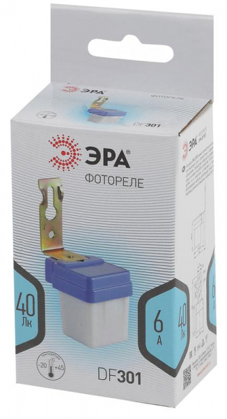 Изображение Датчик освещенности DF 301 фотореле сер. макс. нагрузка 1300В.А IP44 Эра Б0043804