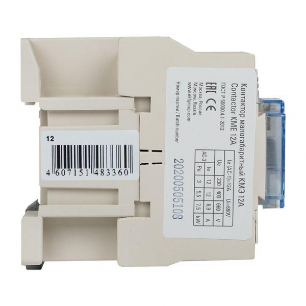 Изображение Контактор КМЭ 12А кат. 220В AC 1НО EKF ctr-s-12-220