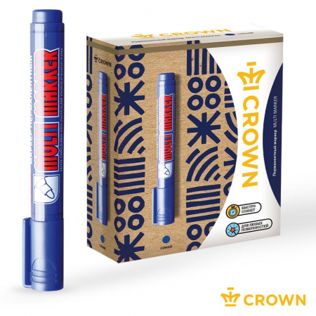 Изображение Маркер перманентный "Multi Marker" 3мм пулевидный син. Crown Б0048240