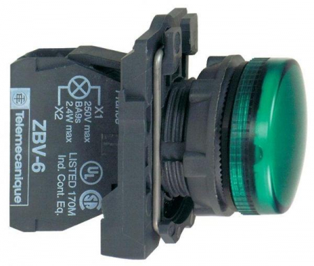 Лампа светосигнальная d22мм 230-240В зел. SchE XB5AVM3
