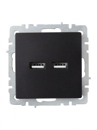 Изображение Розетка BRITE USB A+A 3.1А РЮ10-1-БрЧ механизм черн. IEK BR-U21-D31-K02