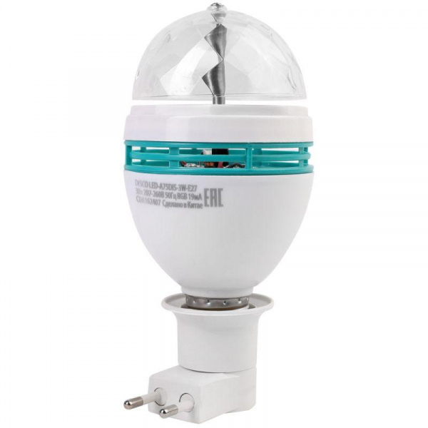 Изображение Лампа светодиодная DISCO 3Вт Е27 RGB 220-240В LED-A75DIS-3W-E27 Ergolux 14541