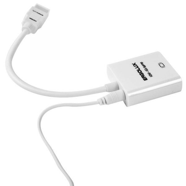 Изображение Переходник VGA-HDMI+AUX ELX-VA01P-HDMI комплект пластик пакет бел. Ergolux 15297