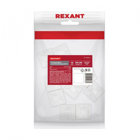 Изображение Площадка самоклеящаяся 20х20мм бел. (уп.10шт) Rexant 07-2020-1