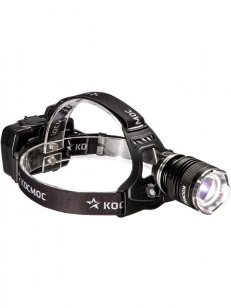 Изображение Фонарь налобный аккум. 10Вт P70 LED/Li-ion18650 3х1200мА.ч алюм. КОСМОС (KOC853Lit)
