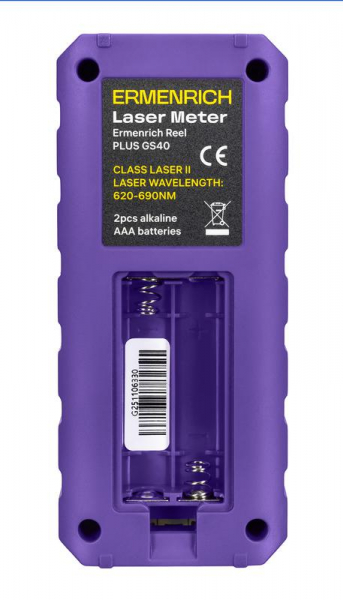 Изображение Рулетка лазерная Reel PLUS GS40 фиолет. Ermenrich 86257