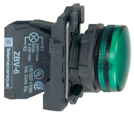 Изображение Лампа светосигнальная d22мм 230-240В зел. SchE XB5AVM3