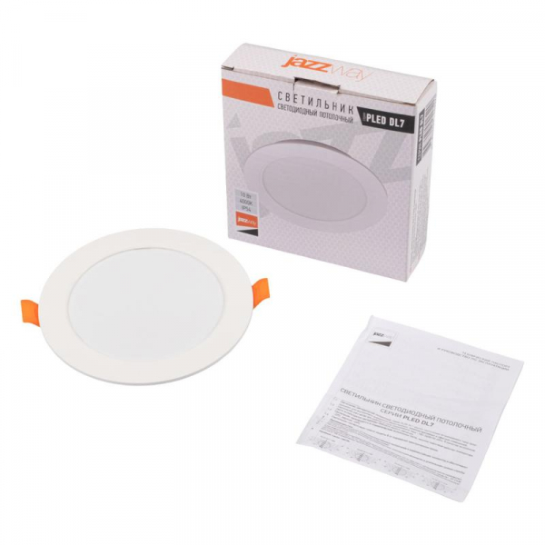 Изображение Светильник светодиодный PLED DL7 WH Downlight 10Вт 4000К 120х26мм IP54 ДВО встраив. Pro JazzWay 5042520