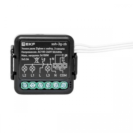 Изображение Реле умное в подрозетник 3-канальное Zigbee Connect Select с нейтралью EKF ssh-3g-zb