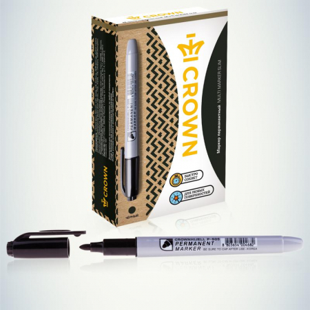 Изображение Маркер перманентный "Multi Marker Slim" 2мм пулевидный черн. Crown Б0048243