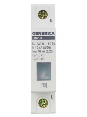 Изображение Ограничитель перенапряжения ОПС1-C 1Р 10/40кА 230В GENERICA MOP20-1-C-G