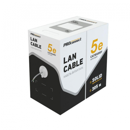 Изображение Кабель витая пара F/UTP кат.5e 2х2х24AWG solid CCA PVC INDOOR омедненный сер. (м) PROCONNECT 01-0121-3