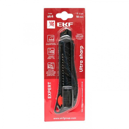 Изображение Нож строительно-монтажный 18мм НСМ-50 (18мм)(SK4) Heavy Duty (до 25кг) Expert EKF ncm-50-exp