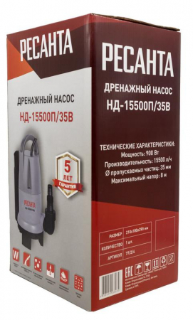 Изображение Насос дренажный НД-15500П/35B Ресанта 77/2/4