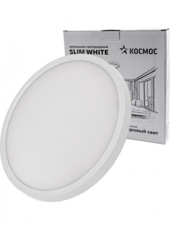 Светильник светодиодный SLIM WHITE 38Вт 4500К IP40 2650лм 230В 400х25мм КОСМОС KSlim38w_W4500K